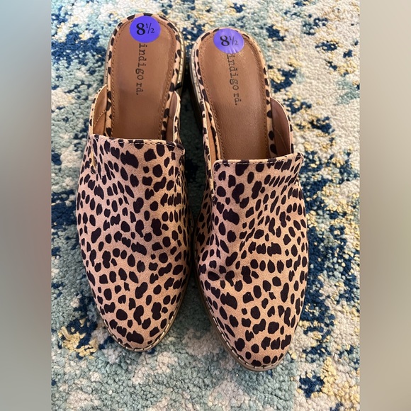 Indigo Shoes - Never worn leopard mules